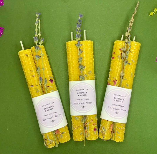 Hand rolled beeswax candles