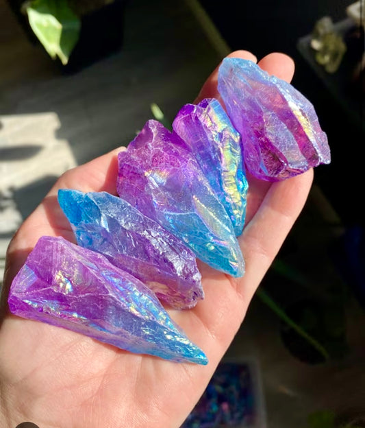 Pink blue aura crystal