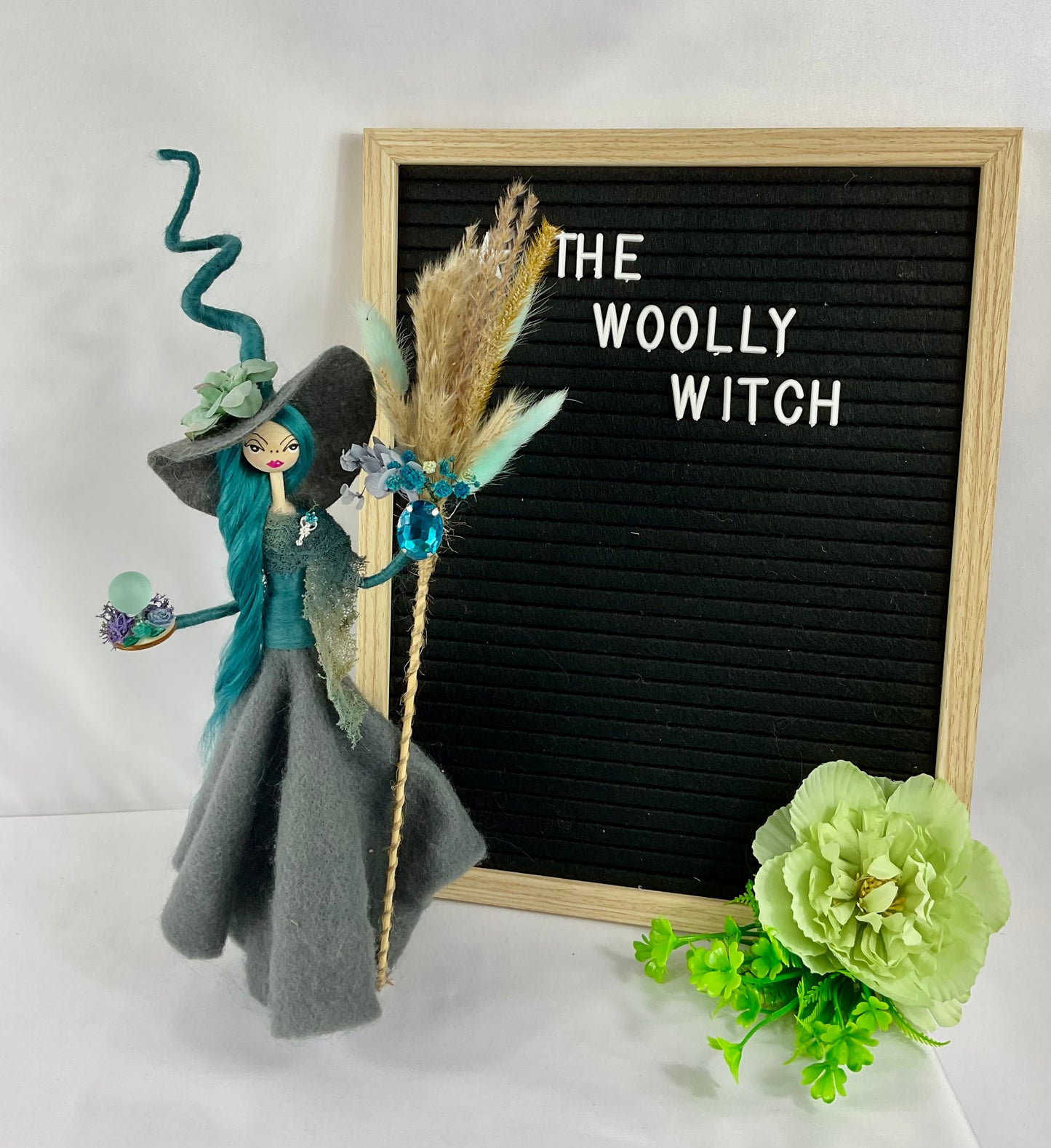 Teal and grey witch