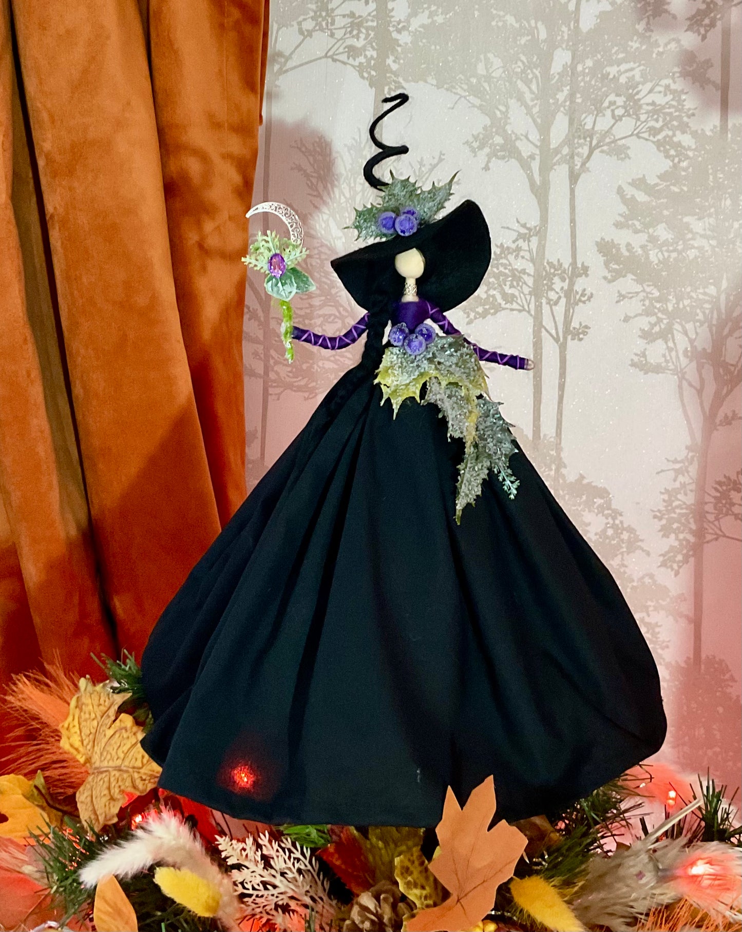 Black and purple witch topper