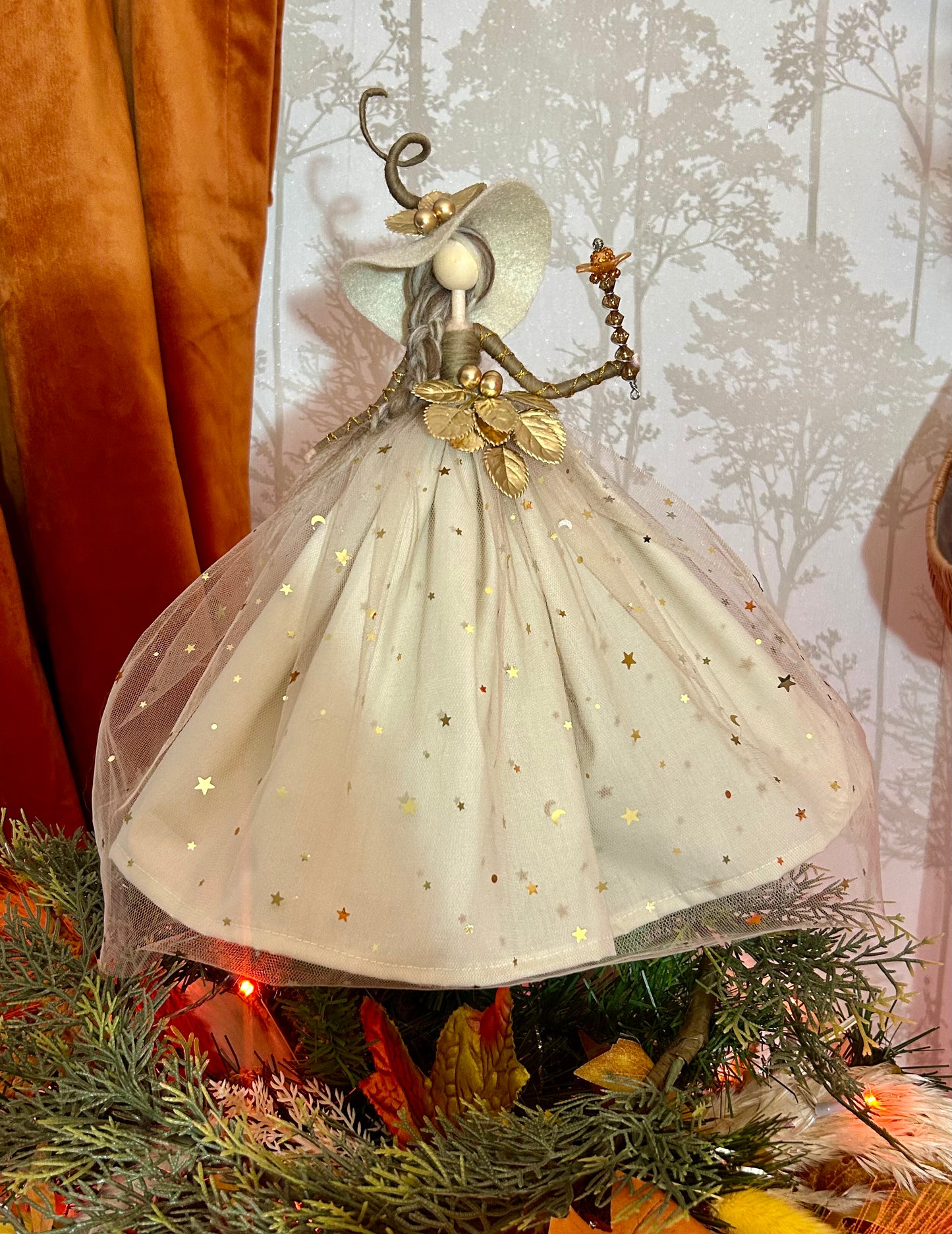 Cream and gold witch topper