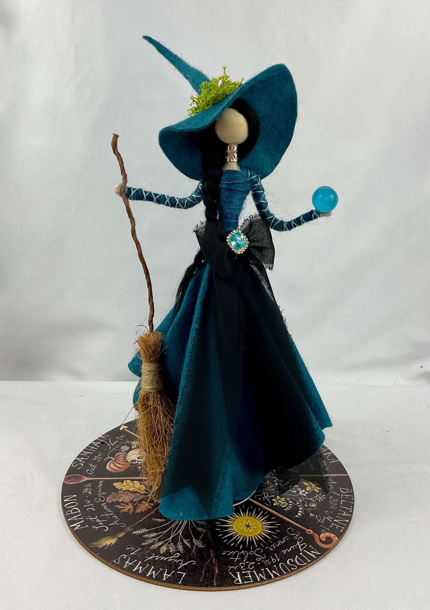 Teal witch with display disk