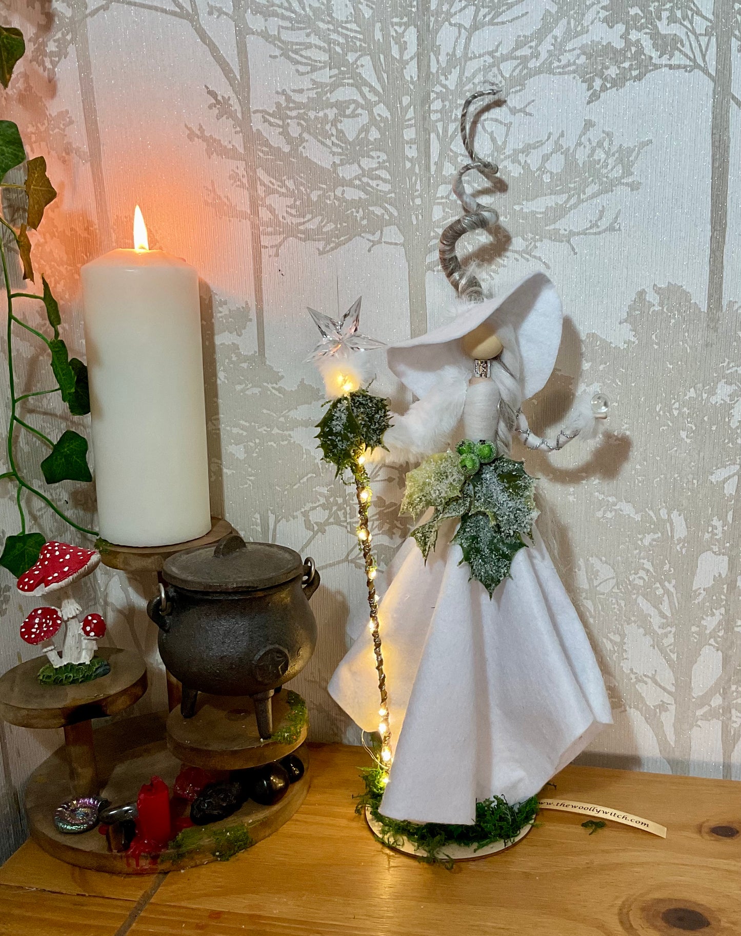 Light up white winter witch