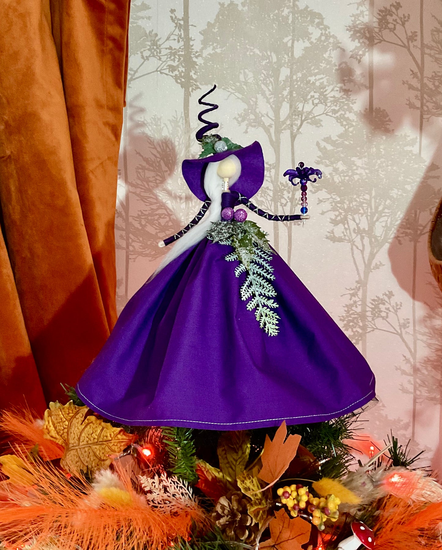 Purple witch tree topper