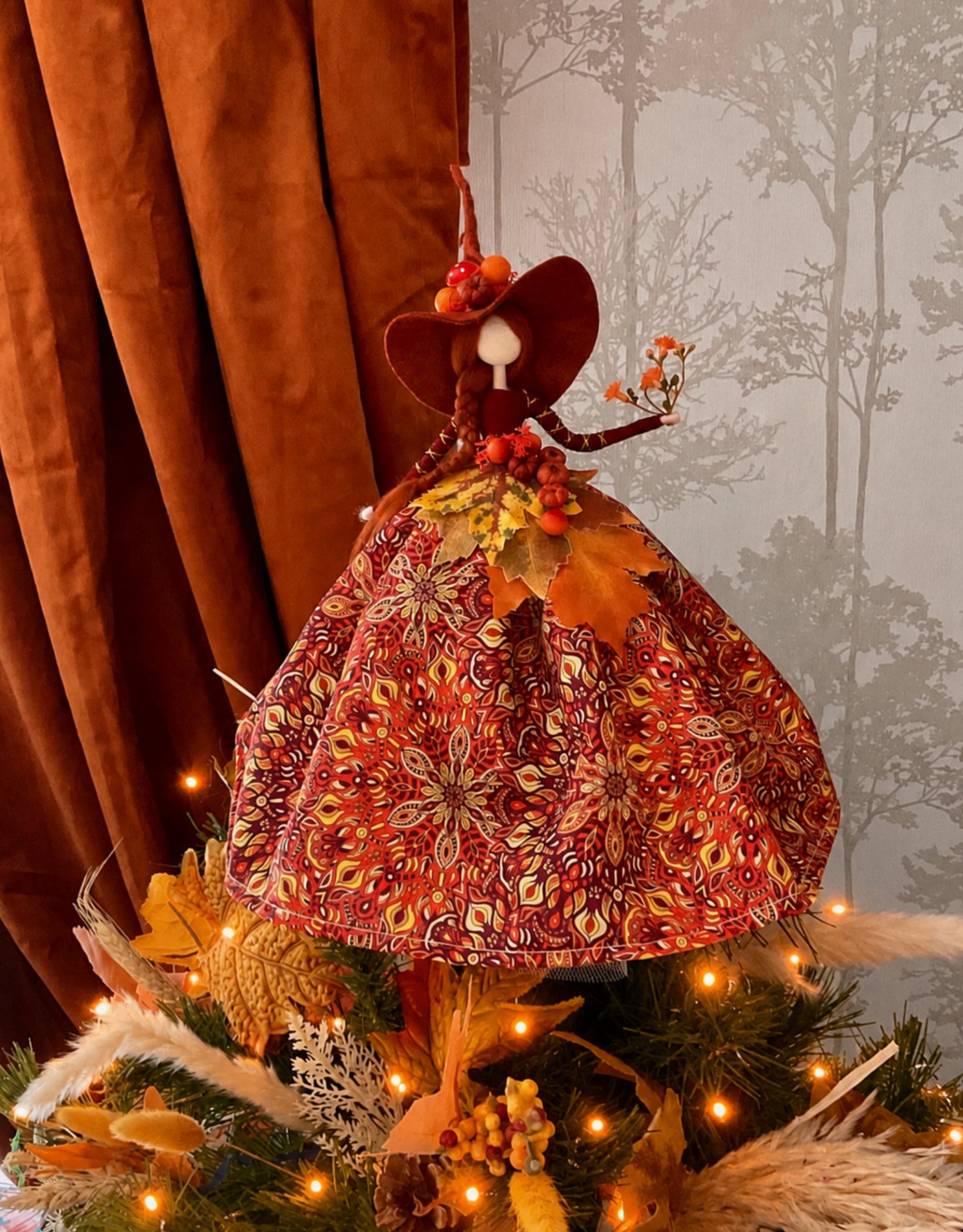 Autumn witch tree topper