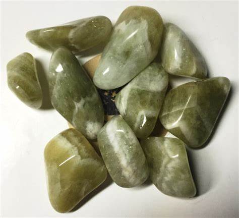 Natural Prasiolite Tumblestones from Malawi, Healing Crystals for Heart and Mind Balance