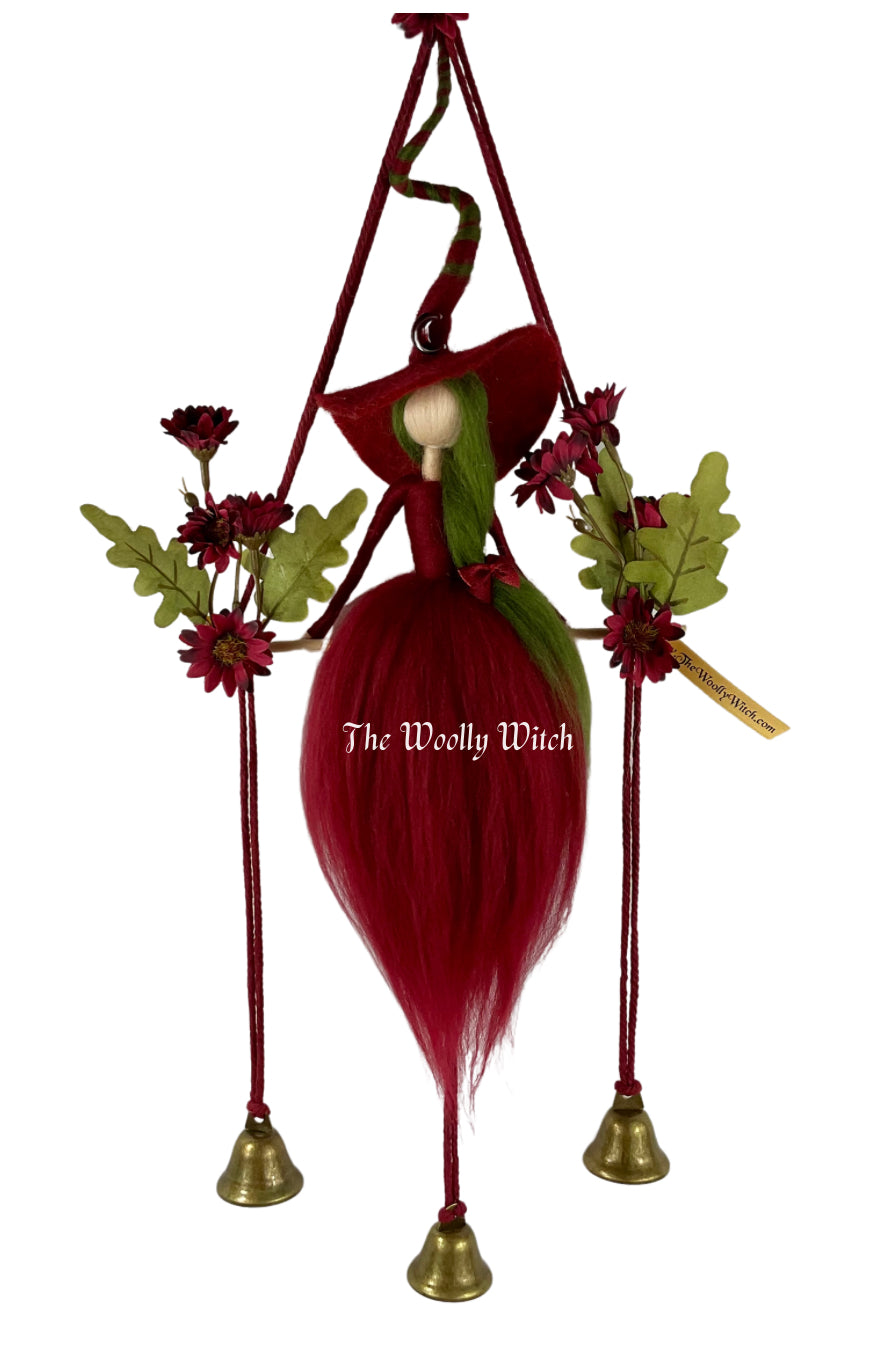 Burgundy woolly witch bells