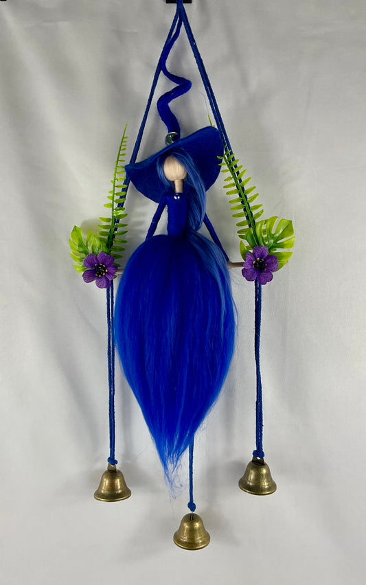 Royal blue woolly witch bells