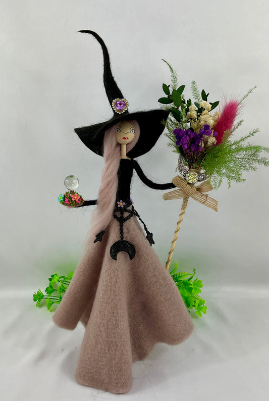 Dusky pink and black witch