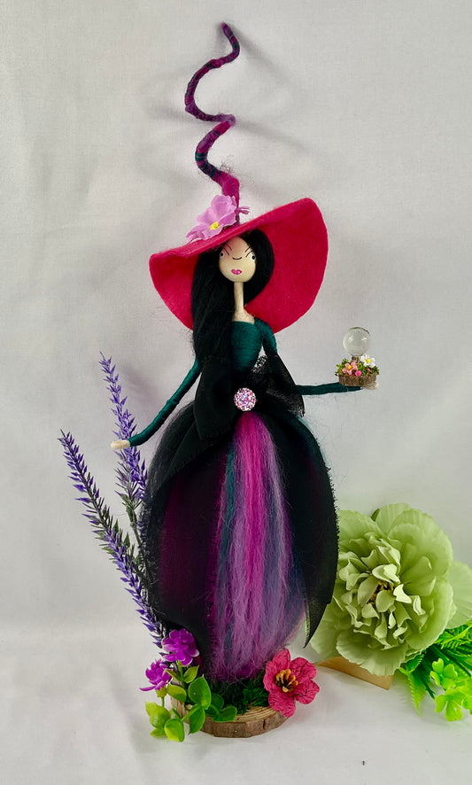 Pink and teal witch