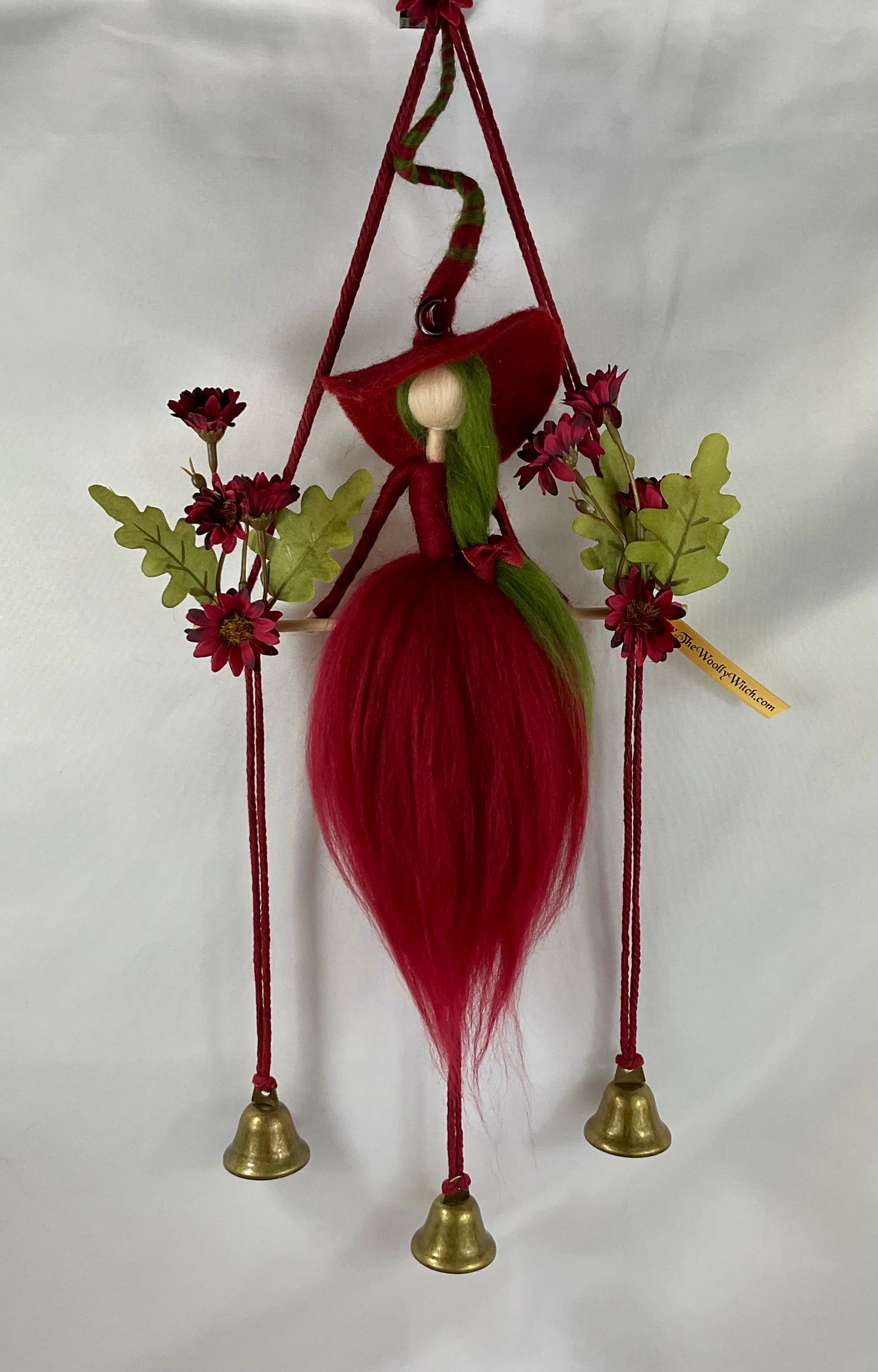 Burgundy woolly witch bells