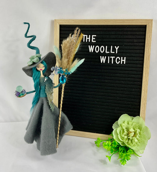 Teal and grey witch