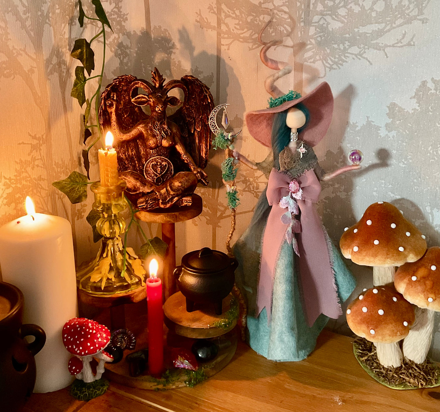Pink and teal witch