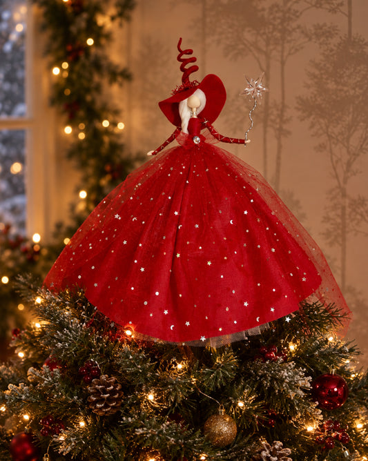 Red and silver witch topper