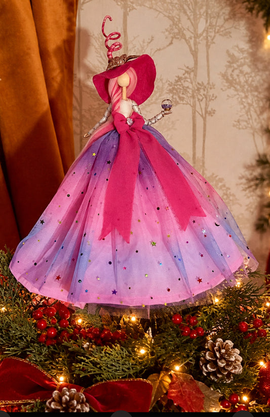 Pink witch tree topper