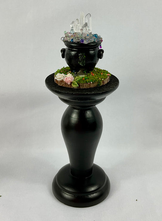 Moldavite and white quartz bubbling cauldron