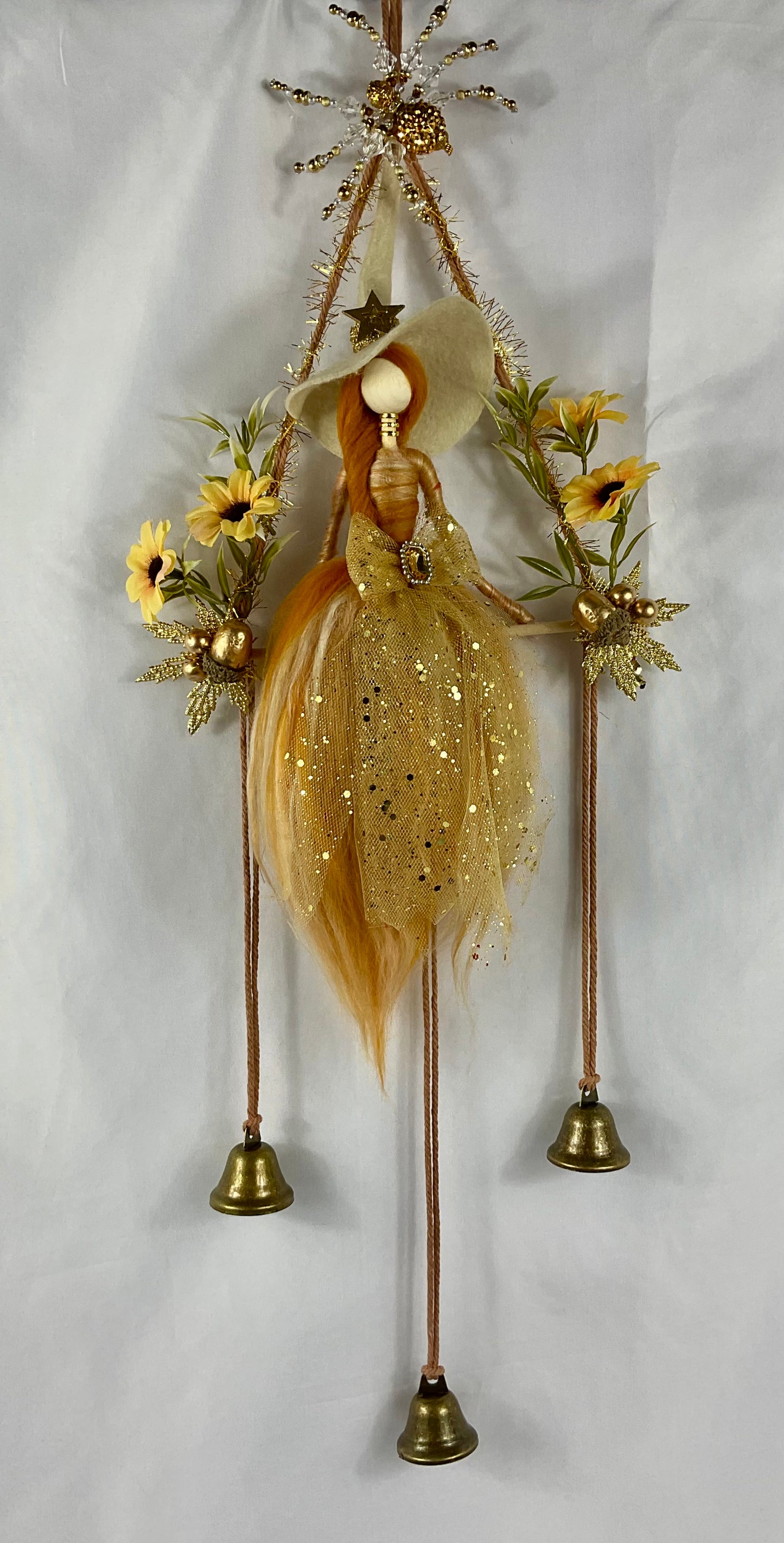 Gold woolly witch bells