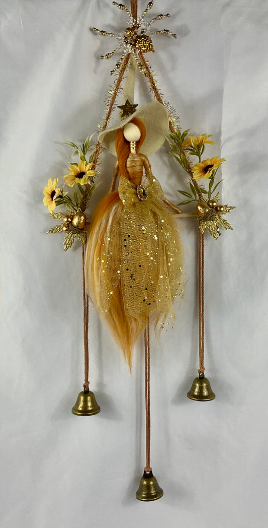 Gold woolly witch bells