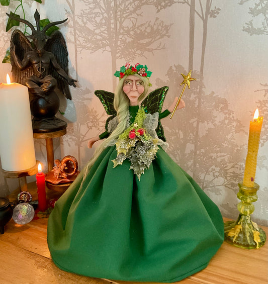 Clay faced fairy tree topper