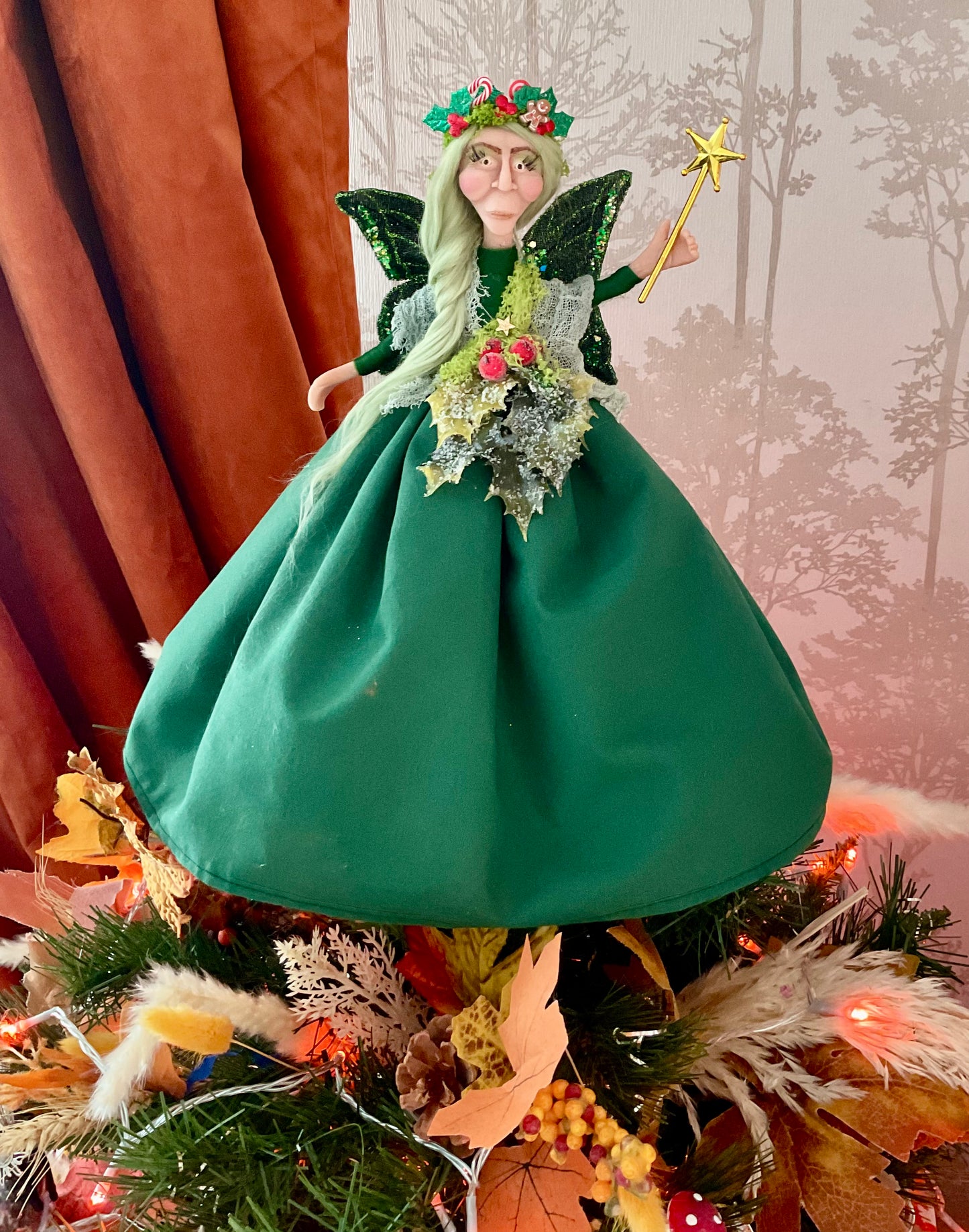 Clay faced fairy tree topper