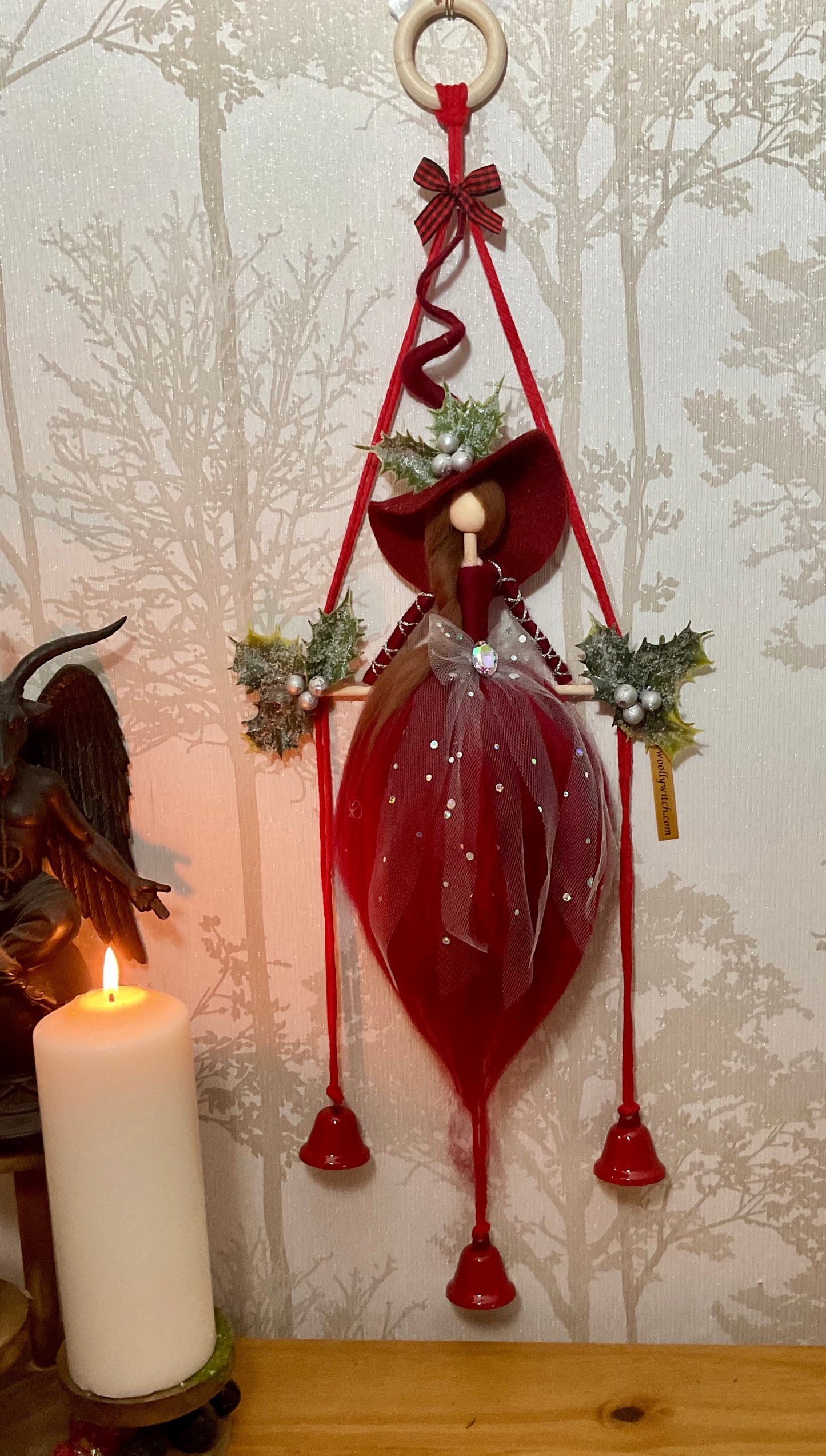 Xmas woolly witch bells