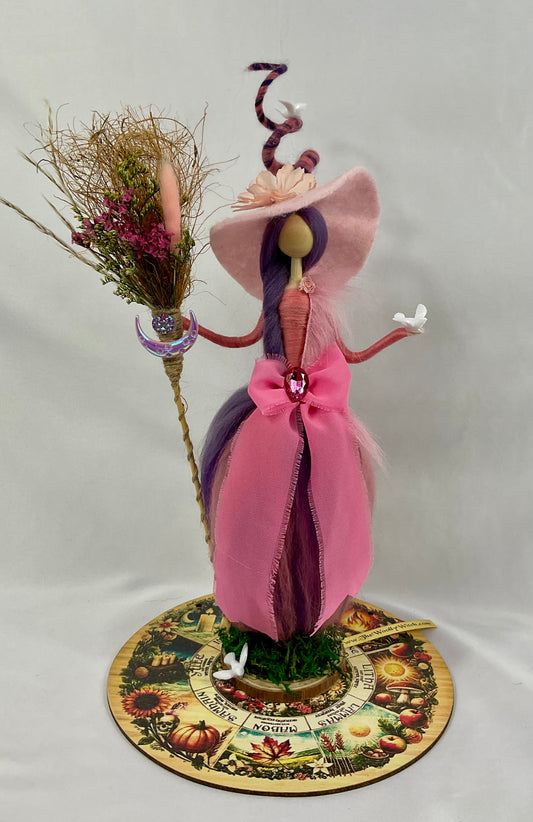 Pink dove witch with display disk