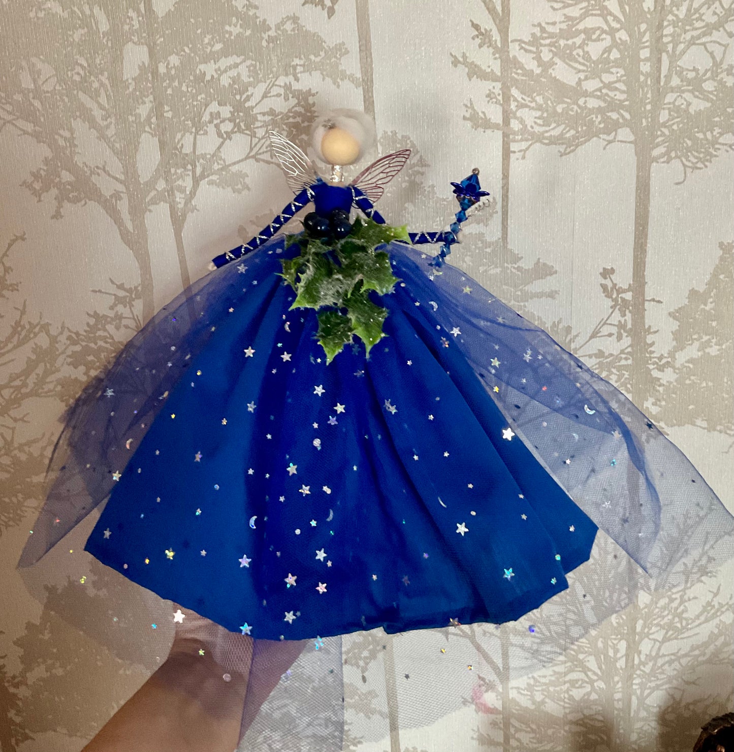 Large blue tree topper fairy