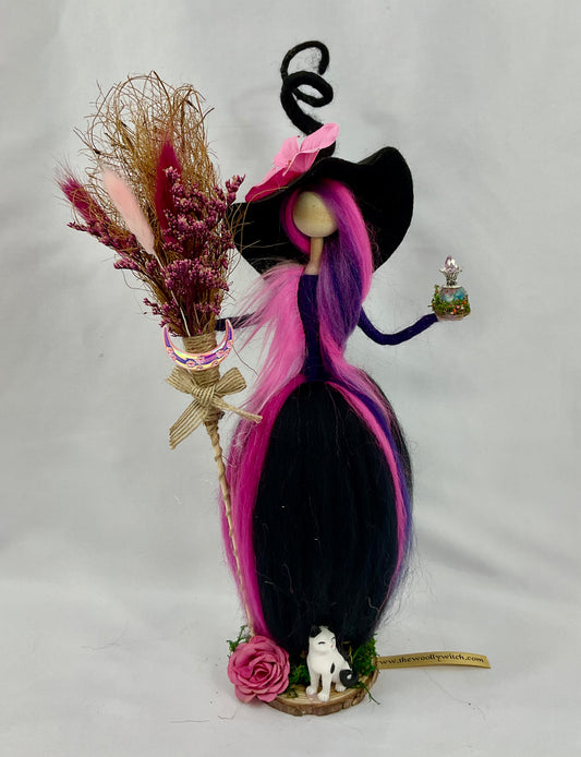 Pink and black witch