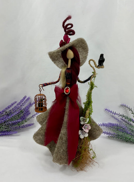 Burgundy crow witch