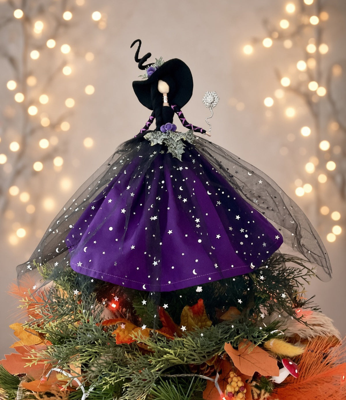 Purple and black witch topper