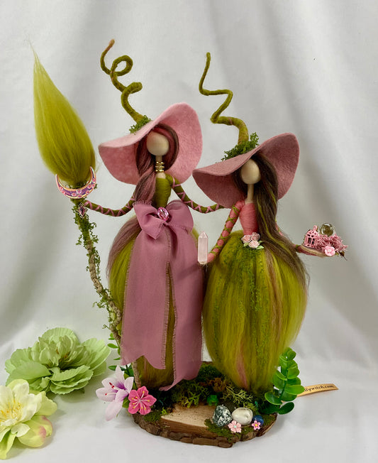 Pink & Green rose quartz witchy duo