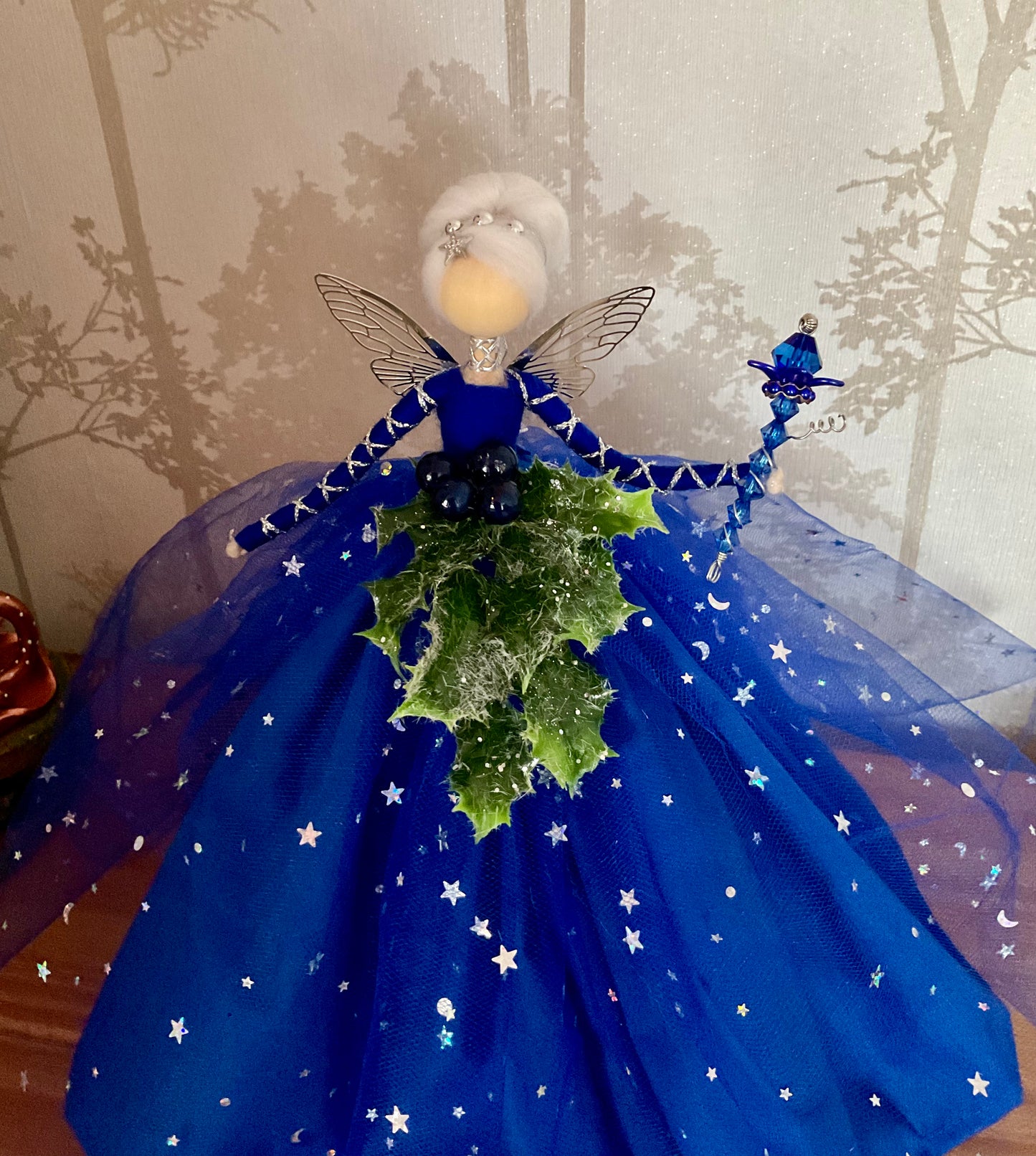 Large blue tree topper fairy