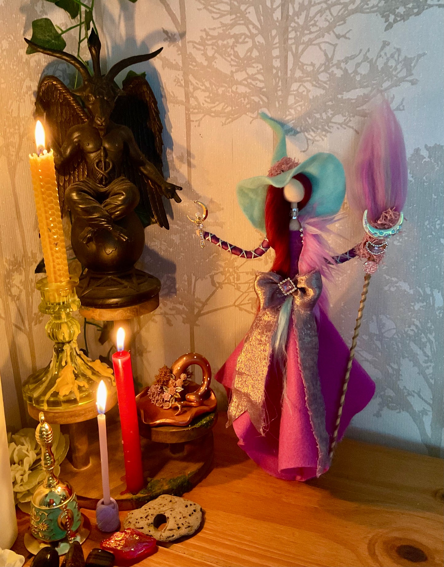 Pink and mint witch