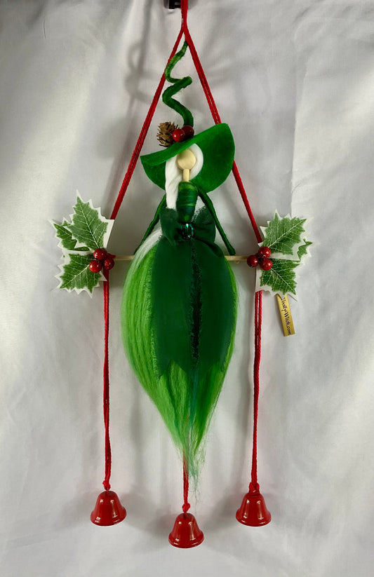 Green yule witch bells