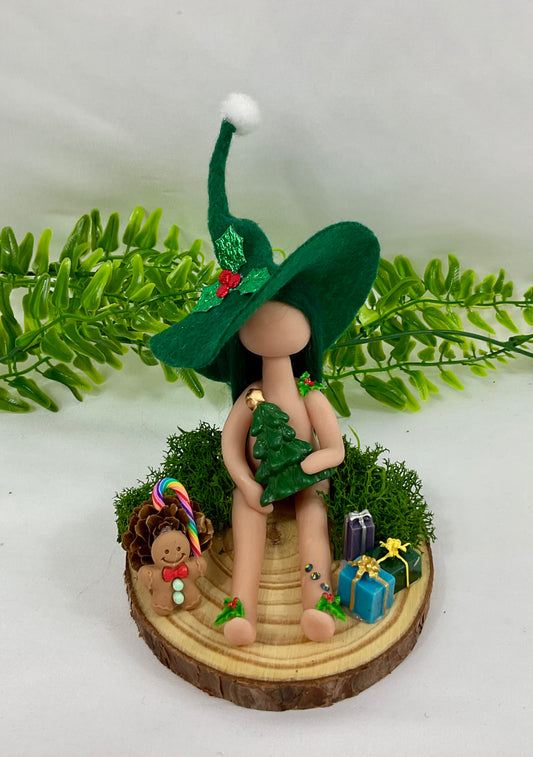 Green Christmas witch