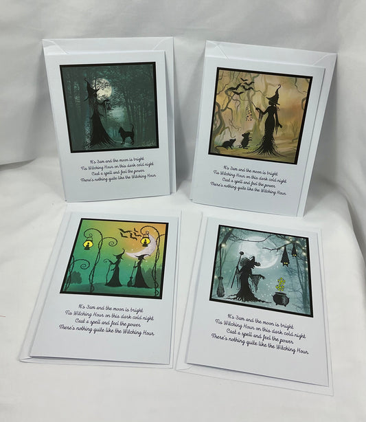 Witchy stamped cards