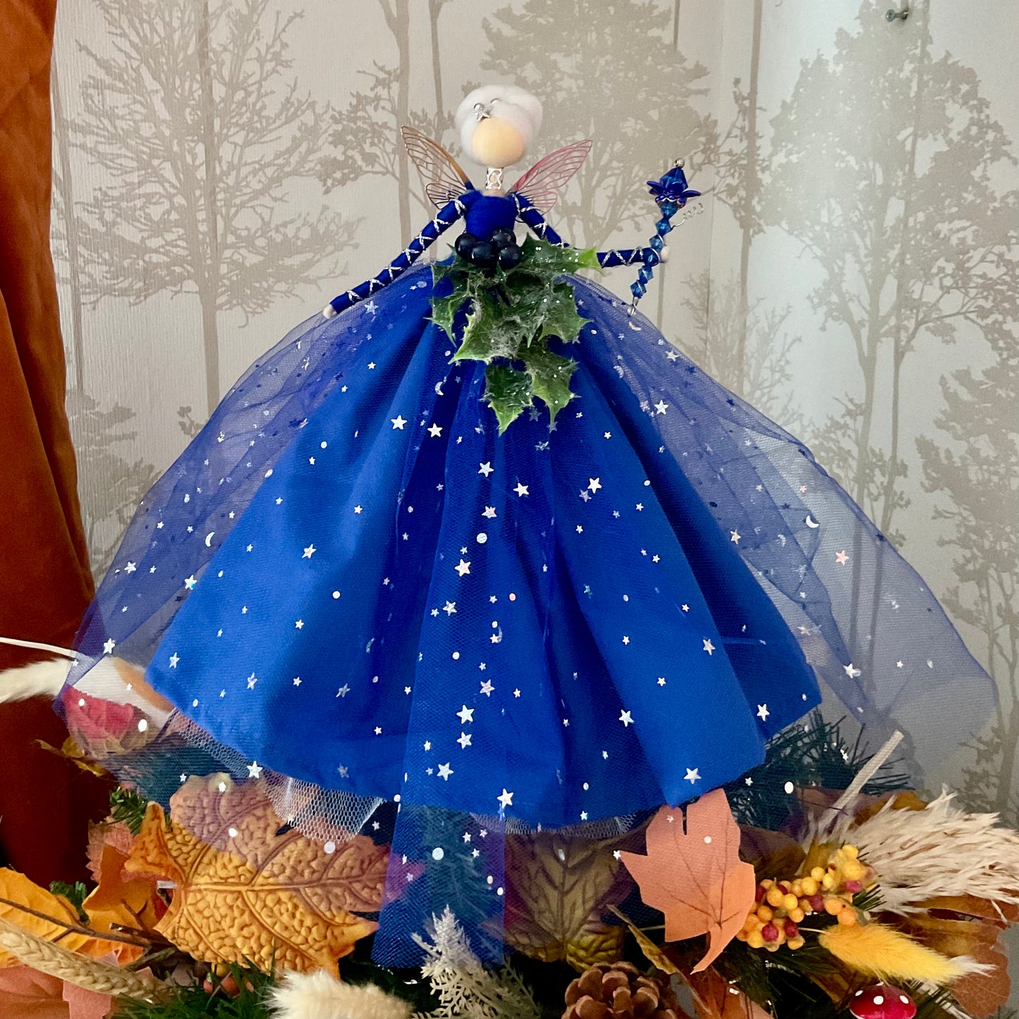 Large blue tree topper fairy