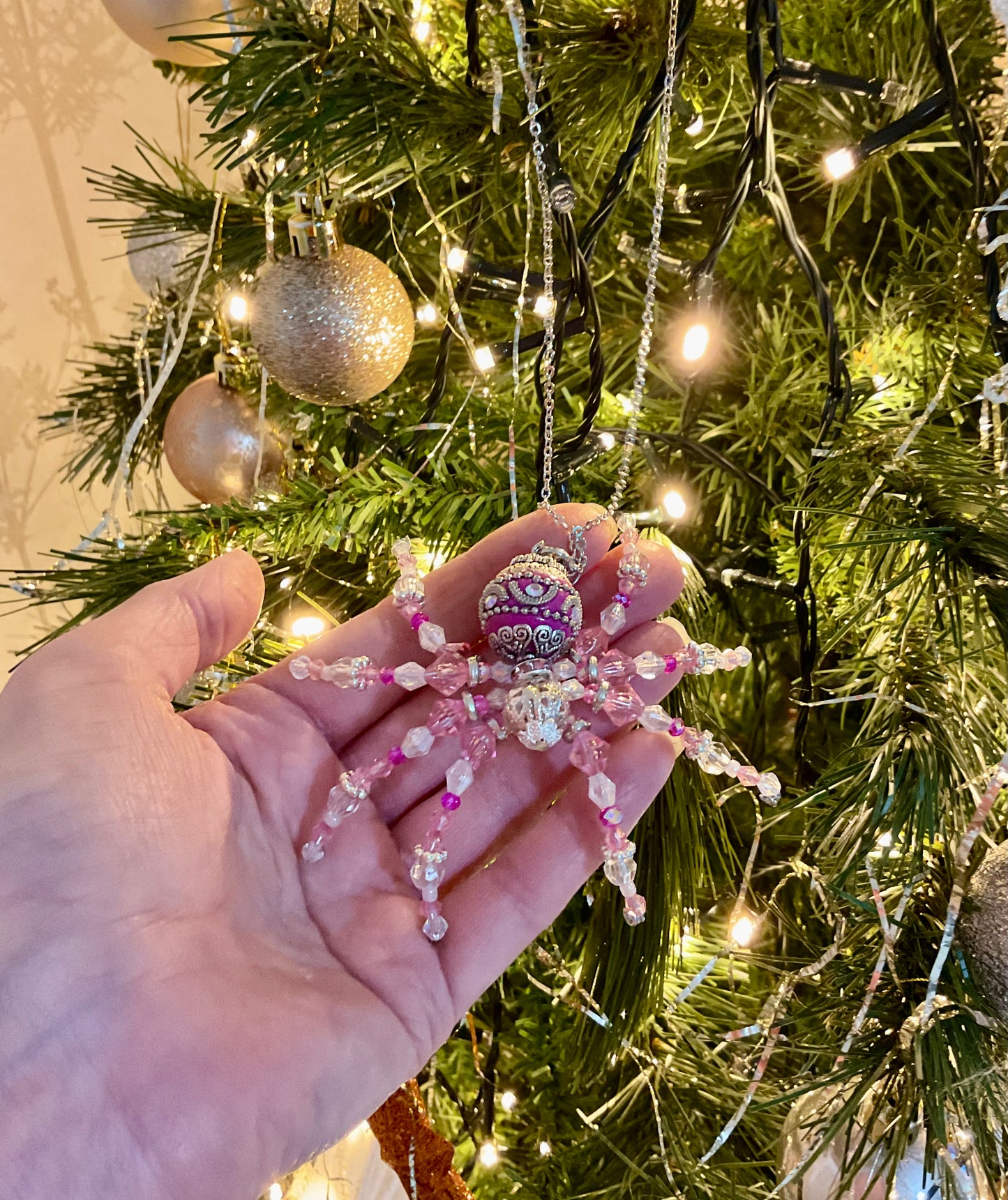 Pink Christmas spider