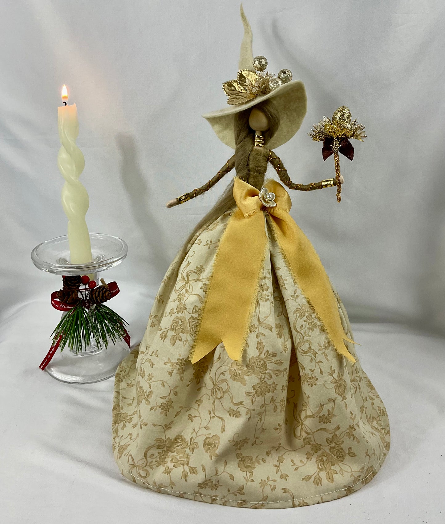 Floral witch tree topper