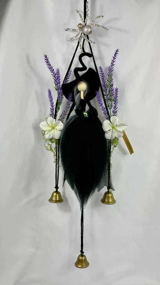 Woolly witch bells with beaded spider