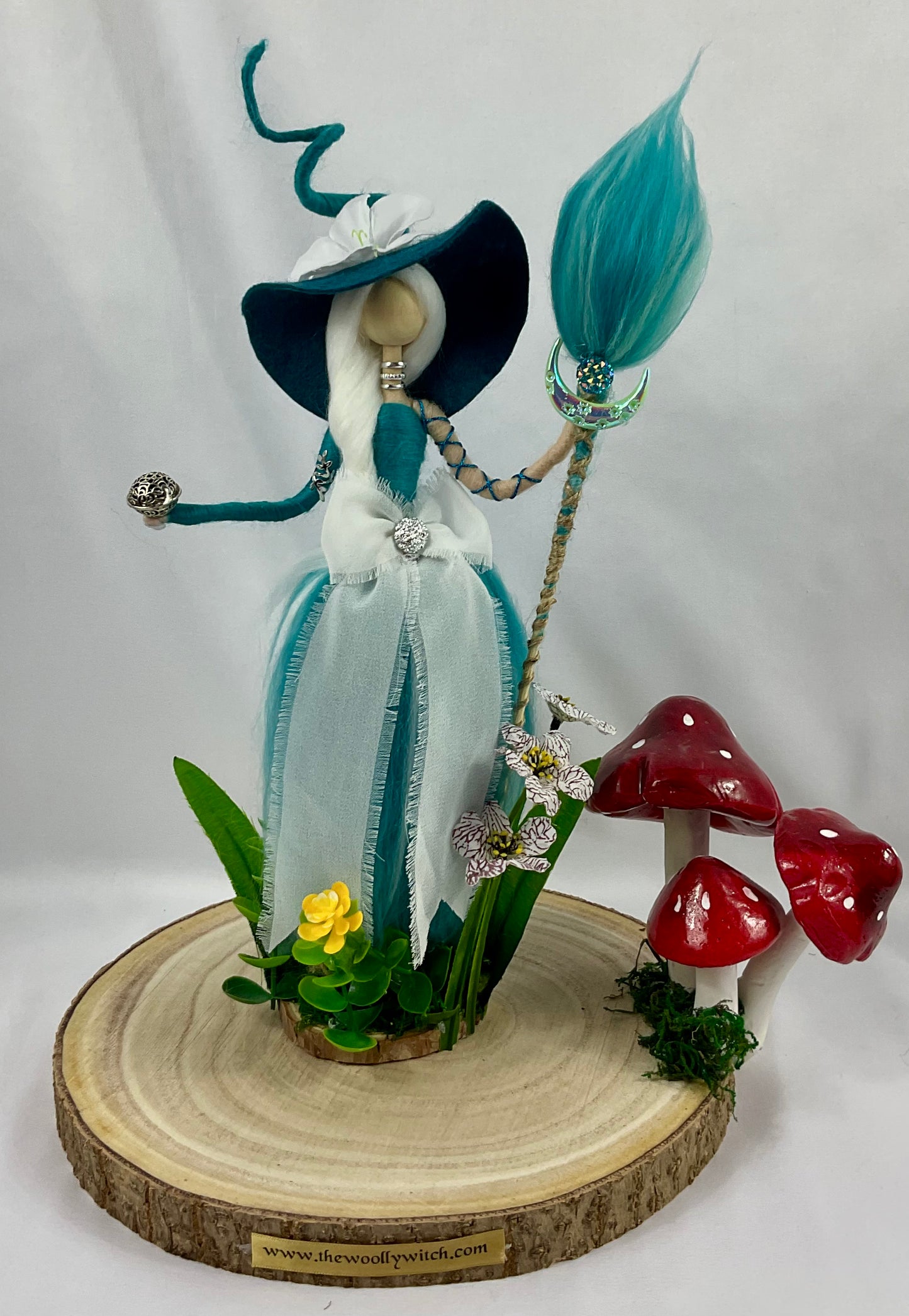 Aqua, mint and white witch
