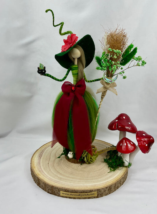 Green and burgundy witch
