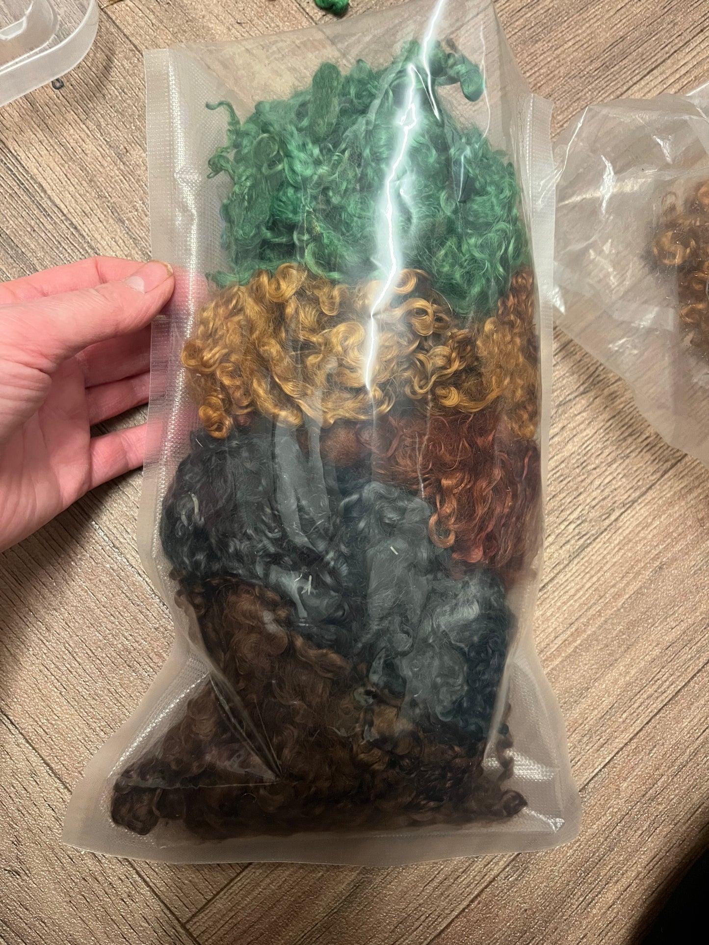 Wensleydale wool locks. 125g bag of 5 colours