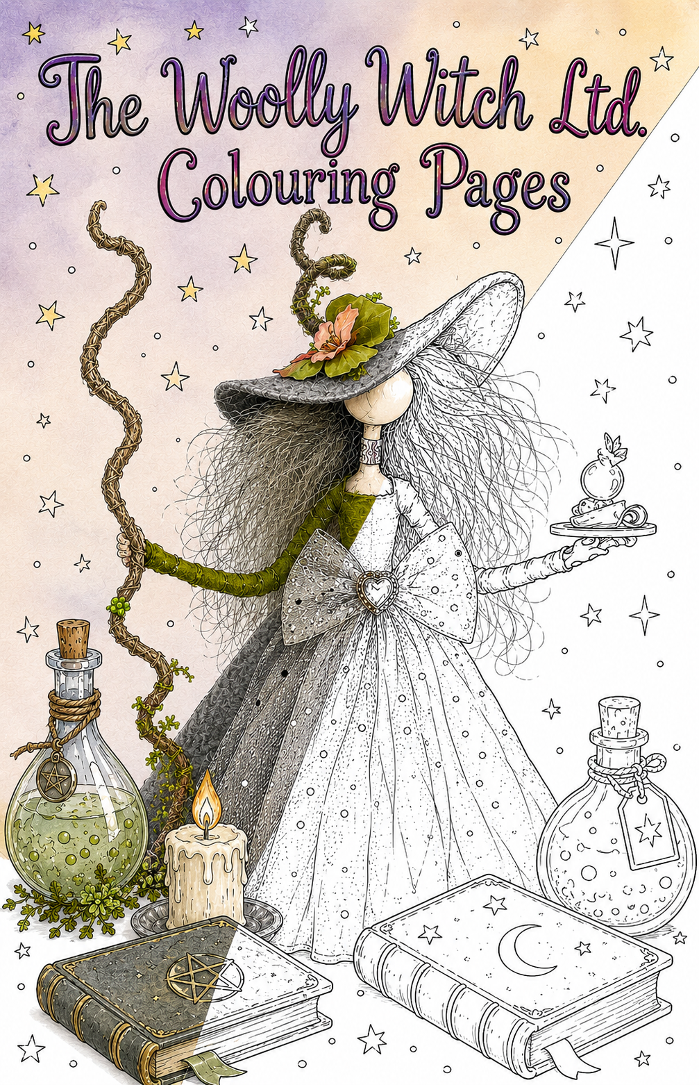 The Woolly Witch Colouring Pages