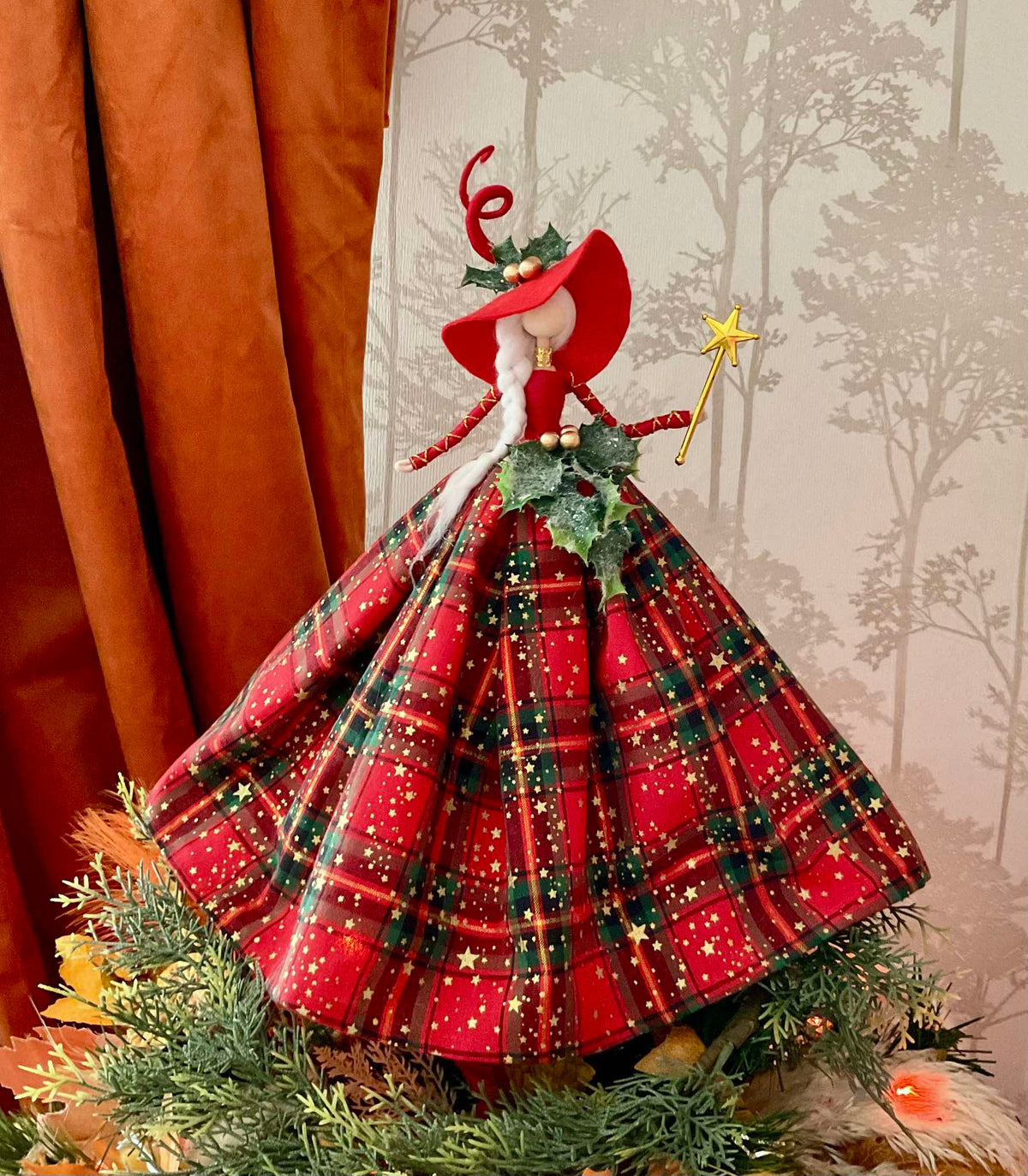 Red tartan witch topper