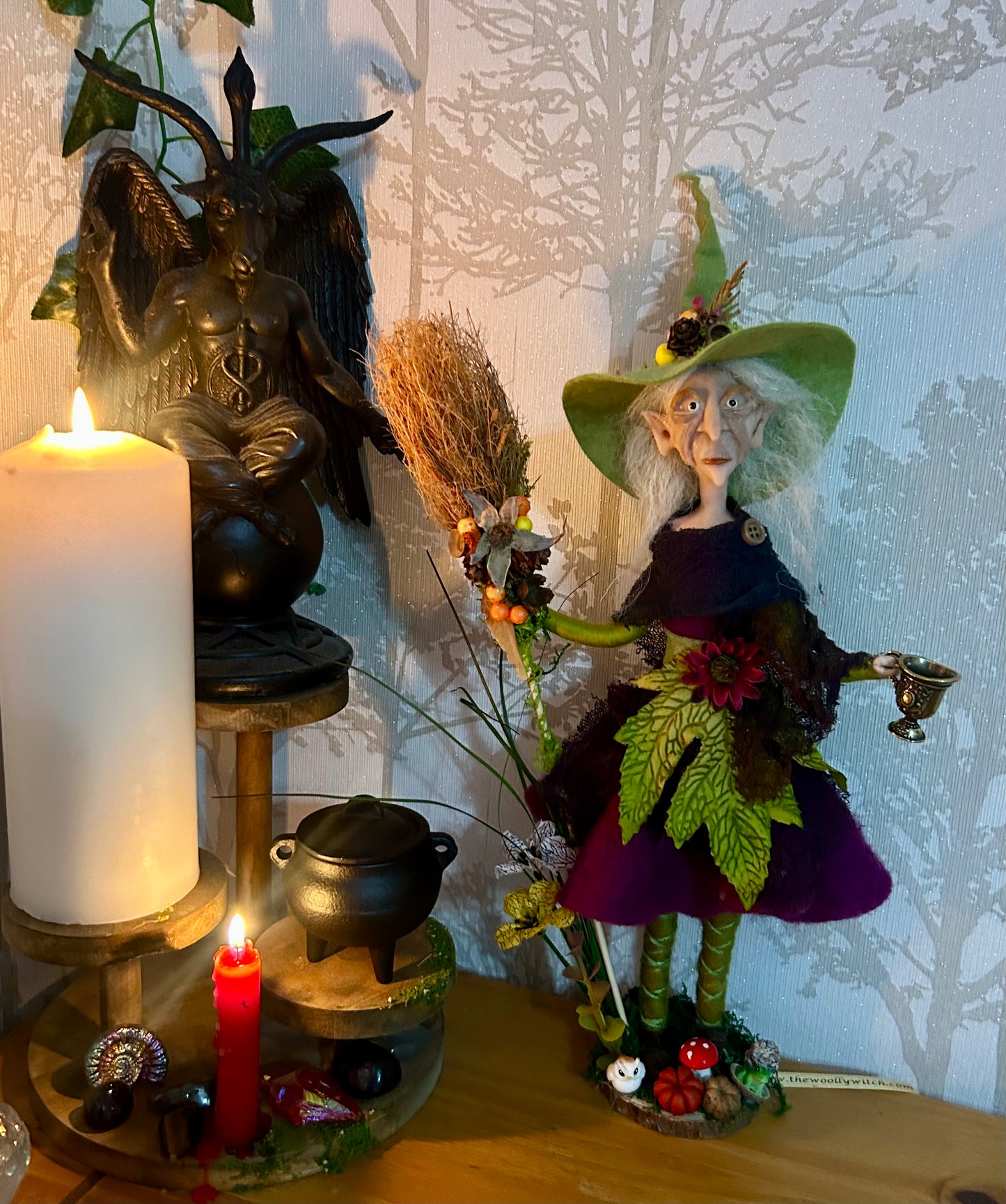Clay faced crone with her jug of moon water