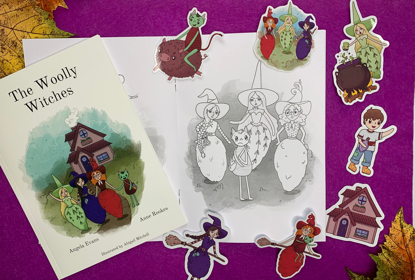 Woolly witches story, colouring book and pack of stickers